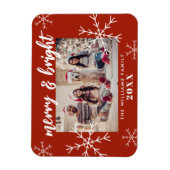 Magnet Flexible Joyeux et lumineux Photo Red Snowflakes Noël (Vertical)