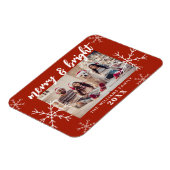 Magnet Flexible Joyeux et lumineux Photo Red Snowflakes Noël (Côté Gauche)