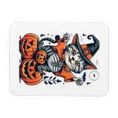 Magnet Flexible Joyeux Halloween Sorcière Chat (Horizontal)