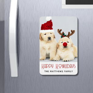 Magnet Flexible Joyeux Howlidays Amoureux des chiens Holiday Photo