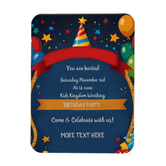 Magnet Flexible Joyeux Invitation d'anniversaire (Vertical)