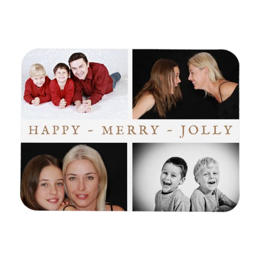Magnet Flexible Joyeux Joyeux Jolly Famille 4 Photo Collage Holida (Horizontal)
