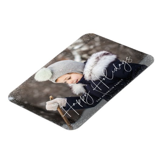 Magnet Flexible Joyeux Joyeux Jours de vacances Script Flurys neig (Côté Gauche)