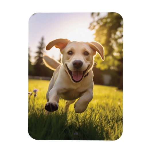 Magnet Flexible Joyeux Labrador Puppy Running (Vertical)