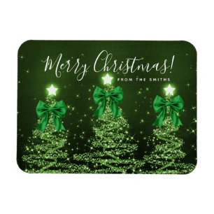 Magnet Flexible Joyeux Noël Arbres de Noël Verts Salutation