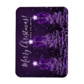 Magnet Flexible Joyeux Noël Arbres de Noël Violets Salutation (Vertical)