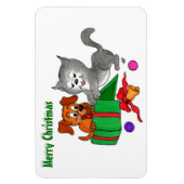 Magnet Flexible Joyeux Noël avec chat et chiot (Vertical)