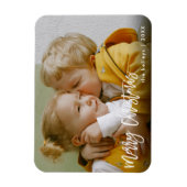 Magnet Flexible Joyeux Noël Brush blanc Script Photo Holiday (Vertical)