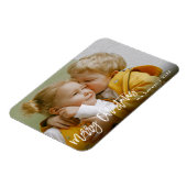 Magnet Flexible Joyeux Noël Brush blanc Script Photo Holiday (Côté Gauche)