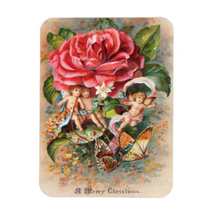 Magnet Flexible Joyeux Noël - Carte postale vintage de l'ère victo