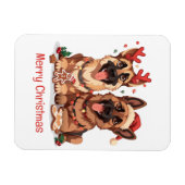 Magnet Flexible Joyeux Noël Chiens bergers allemands (Horizontal)