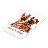 Magnet Flexible Joyeux Noël Chiens bergers allemands (Côté Gauche)