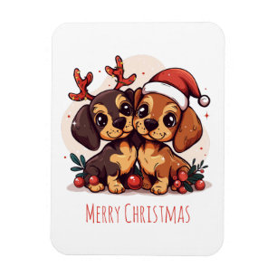 Magnet Flexible Joyeux Noël Chiens Dachshund