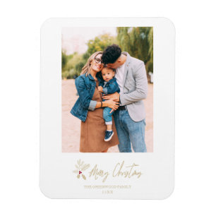 Magnet Flexible Joyeux Noël Classique Doré Photo Personnalisée