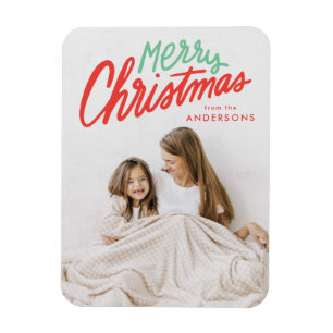 Magnet Flexible Joyeux Noël Coloré Photo Rouge et Vert