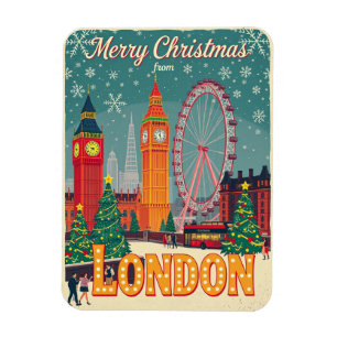 Magnet Flexible Joyeux Noël de London Vintage Retro