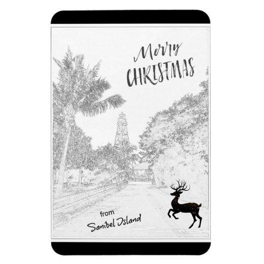 Magnet Flexible Joyeux Noël de Sanibel Island Lighthouse FL (Vertical)
