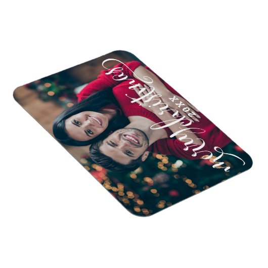 Magnet Flexible Joyeux Noël Écriture Blanche Moderne Photo (Côté Droit)