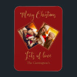 Magnet Flexible Joyeux Noël Gold Nom photo Rouge<br><div class="desc">Carte de vacances à aimer pour votre famille et vos amis. Un grand cadeau pour grand-mère et grand-père.</div>