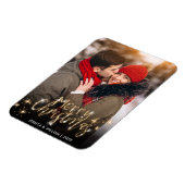 Magnet Flexible Joyeux Noël Gold Sparkle Script PHOTO Salutation (Côté Gauche)