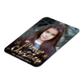 Magnet Flexible Joyeux Noël Gold Sparkle Script PHOTO Salutation (Côté Gauche)