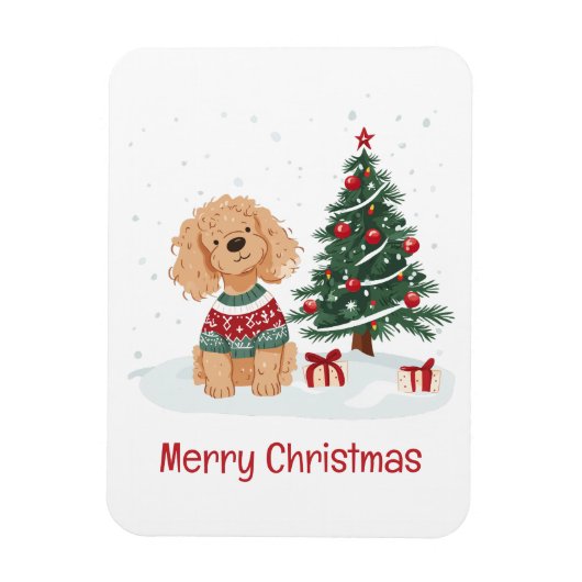 Magnet Flexible Joyeux Noël Goldendoodle Chien (Vertical)