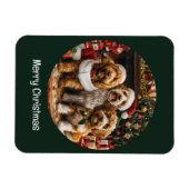 Magnet Flexible Joyeux Noël Goldendoodle Chiens de chiot (Horizontal)