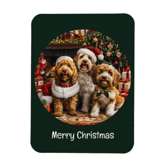 Magnet Flexible Joyeux Noël Goldendoodle Chiens de chiot (Vertical)