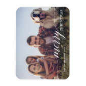 Magnet Flexible Joyeux Noël moderne Script photo de vacances (Vertical)