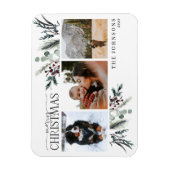 Magnet Flexible Joyeux Noël Noir hiver Botanique Photo Vacances (Vertical)