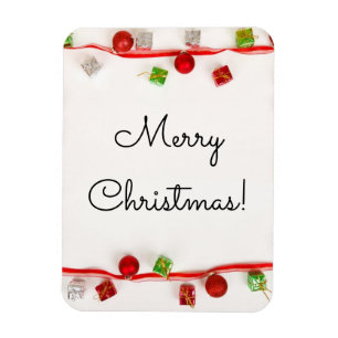 Magnet Flexible Joyeux Noël Ornements Rouges et Verts
