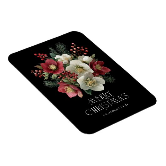 Magnet Flexible Joyeux Noël Peinture Hellebore Conception de vacan (Côté Droit)