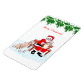 Magnet Flexible Joyeux Noël - Père Noël avec chat et chien (Côté Gauche)