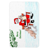 Magnet Flexible Joyeux Noël! Père Noël avec chat et chien (Vertical)