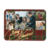 Magnet Flexible Joyeux Noël photo collage rustique plaid (Horizontal)