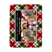 Magnet Flexible Joyeux Noël Plaid Tartan Photo Collage (Vertical)