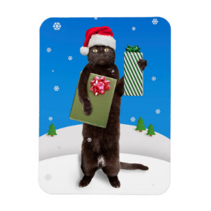 Magnet Flexible Joyeux Noël Pour Toute Personne Chat Noir Avec Cad