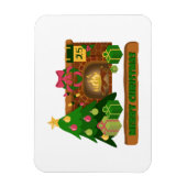 Magnet Flexible Joyeux Noël près de la cheminée bonfire xmas arbre (Vertical)