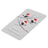 Magnet Flexible Joyeux Noël Red Santa Hat Birds (Côté Gauche)