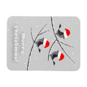 Magnet Flexible Joyeux Noël Red Santa Hat Birds (Horizontal)