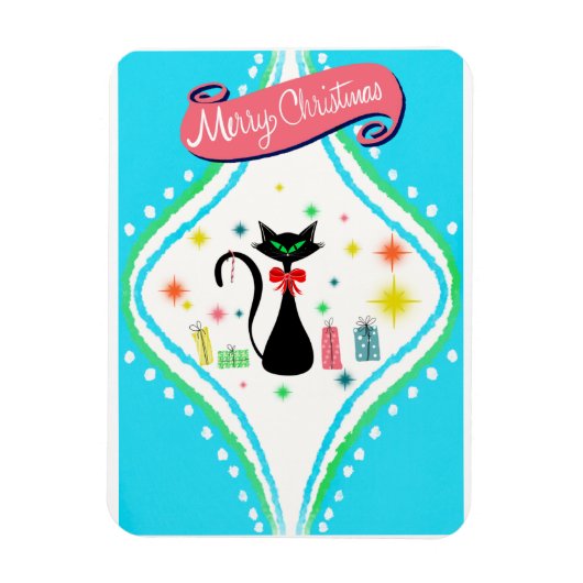 Magnet Flexible Joyeux Noël Retro Chat Siamese (Vertical)