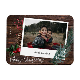 Magnet Flexible Joyeux Noël rustique- Photo instantanée