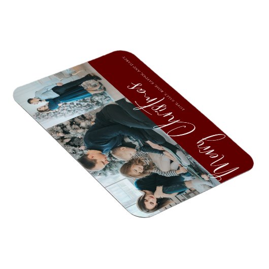 Magnet Flexible Joyeux Noël Script 2 Photo Collage Holiday Red (Côté Droit)