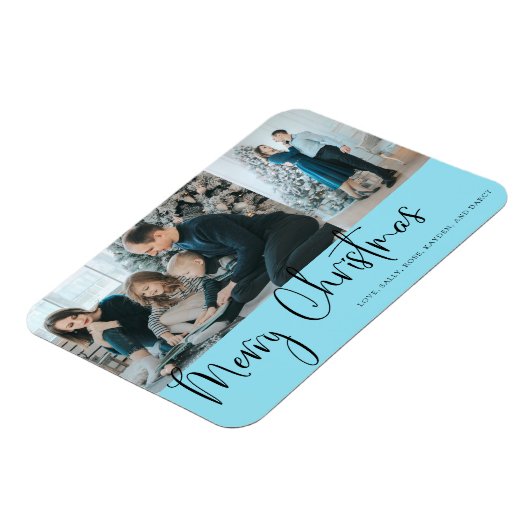 Magnet Flexible Joyeux Noël Script 2 Photo Holiday Blue (Côté Gauche)