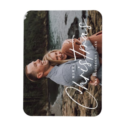 Magnet Flexible Joyeux Noël Script photo de vacances (Vertical)