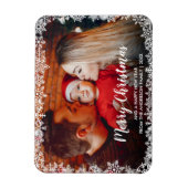 Magnet Flexible Joyeux Noël Script Snowflakes Photo (Vertical)