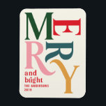 Magnet Flexible joyeux Noël vintage coloré<br><div class="desc">La typographie graphique vintage colorée joyeux chritsmas aimant. Une partie d'une collection de vacances audacieuse et amusante.</div>