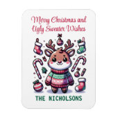 Magnet Flexible Joyeux Noël & Vœux de Pull Moche Renne (Vertical)