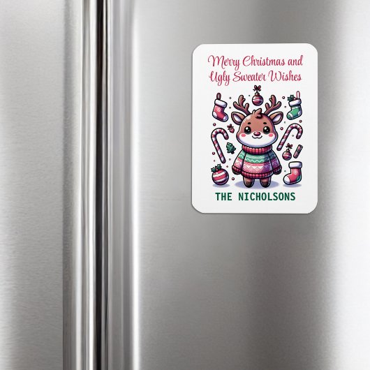 Magnet Flexible Joyeux Noël & Vœux de Pull Moche Renne