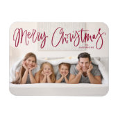 Magnet Flexible Joyeux Noël Whimsical Cranberry Script Photo (Horizontal)